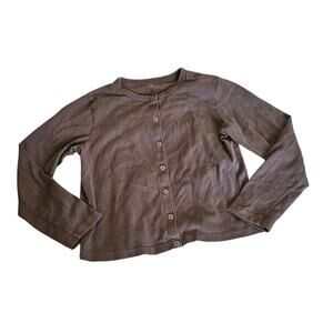 Womens XS Gray Cotton Snap Front Cardigan Long Sleeve Basic Layer